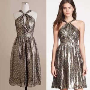 J. Crew Sinclair Dress in Metallic Leopard Chiffon